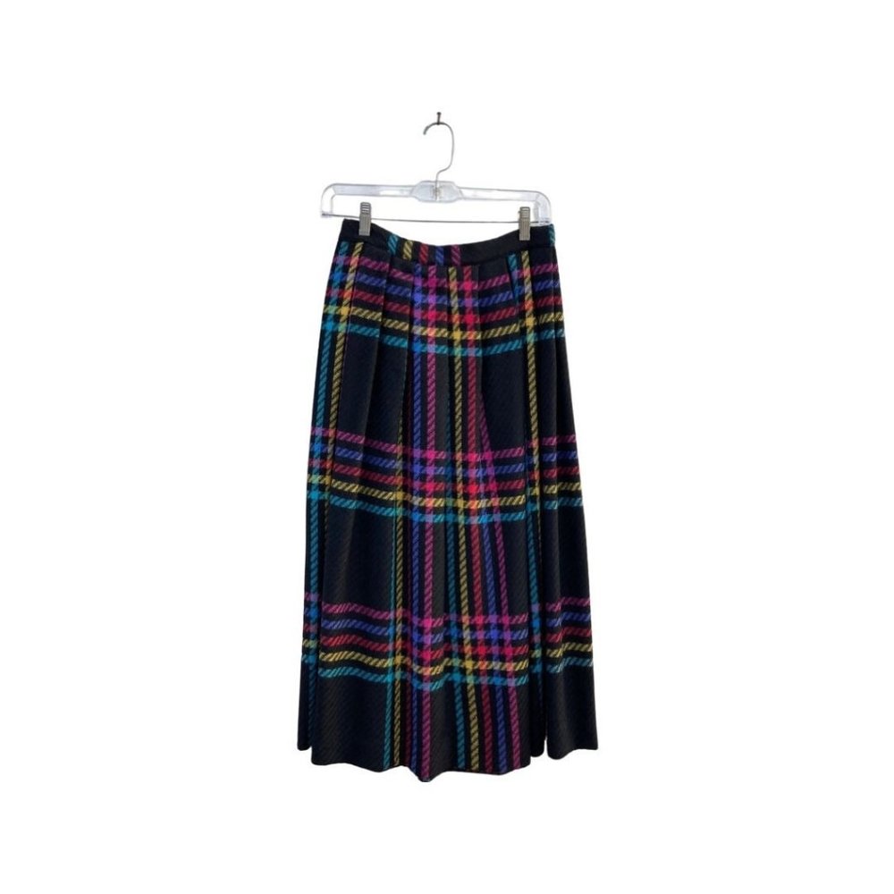 26" | 2 | 4 | Vintage 80's Rainbow plaid pleated midi skirt